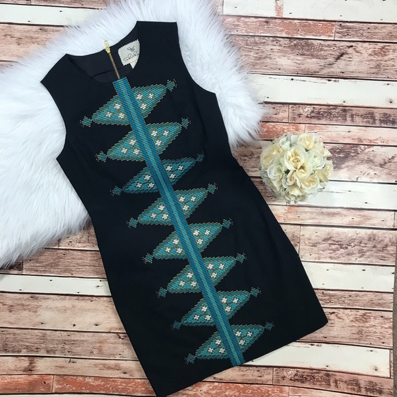 Anthropologie Dresses & Skirts - Tabitha embroidered black sheath dress